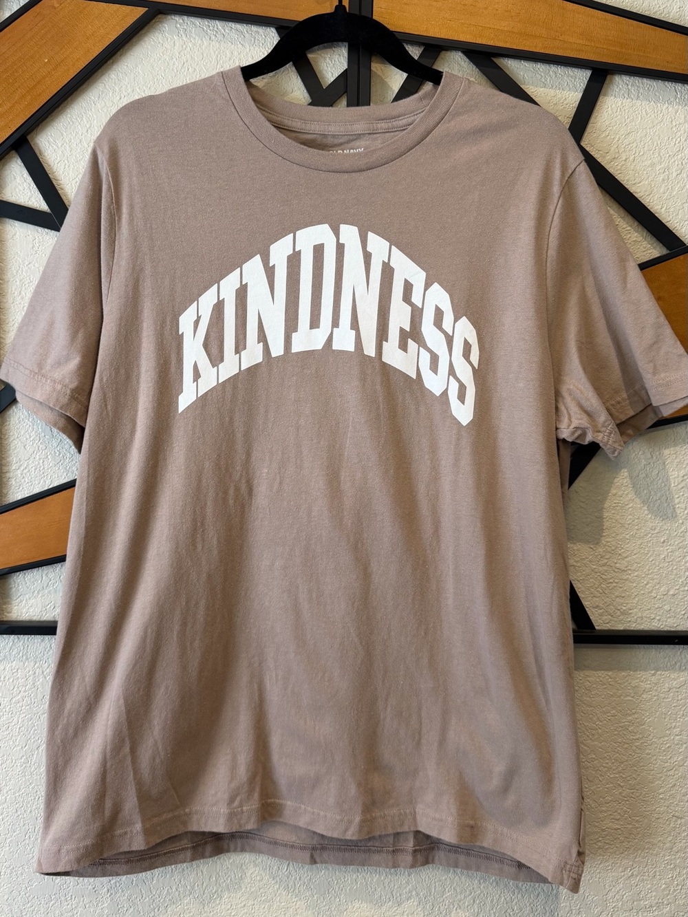 Old Navy Taupe Kids Short Sleeve Tee with White "KINDNESS" Graphic